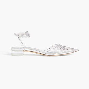 NWT Stuart Weitzman Glam Wrap Embellished Pvc Point-toe Flats